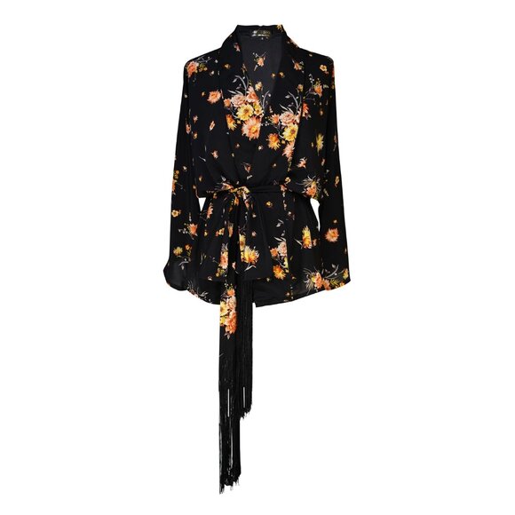 Handmade Briar Floral Dolman Wrap Kimono WITH Fringe | Jennafer Grace | Size XL - Picture 1 of 5